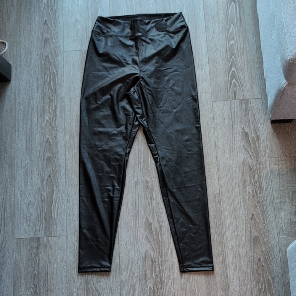 Black Faux Leather Leggings Women's